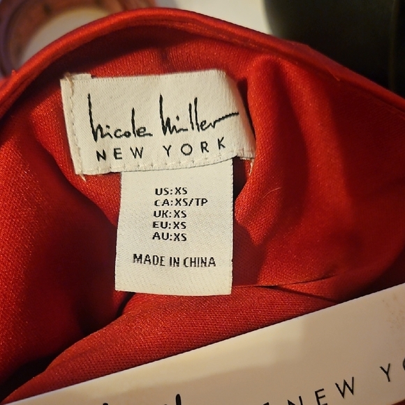 Nicole Miller Red Wrap-Front Maxi Dress with Ruffled Skirt - Picture 9 of 10